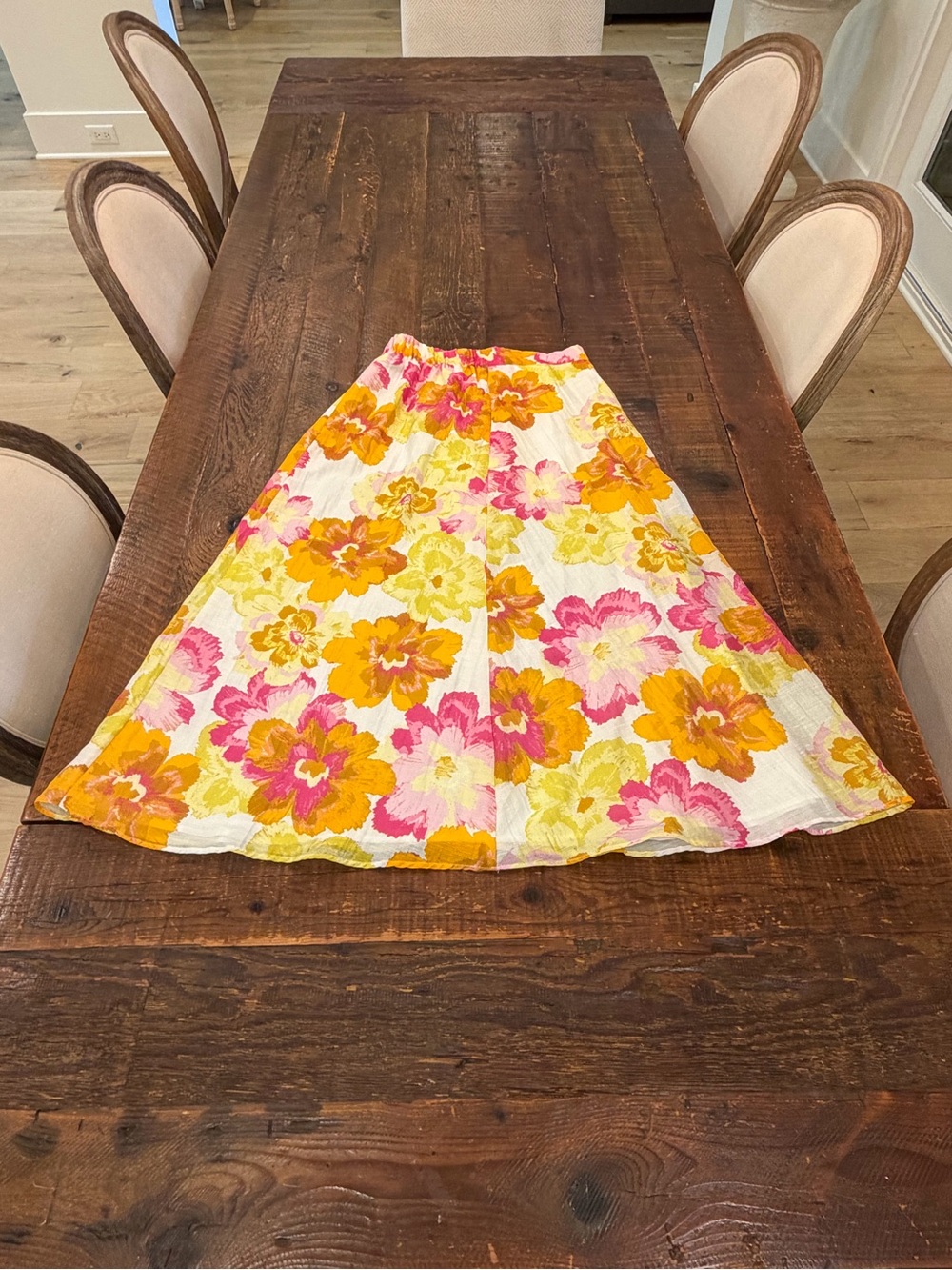 CeCe Floral A-Line Skirt in Yellow, Pink & Cream